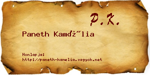 Paneth Kamélia névjegykártya